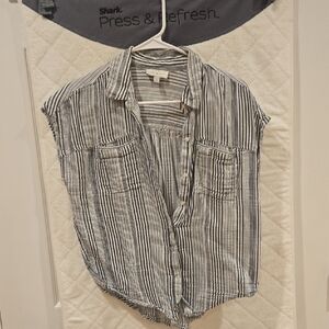 Lucky Brand Black and White Striped Sleeveless Shirt